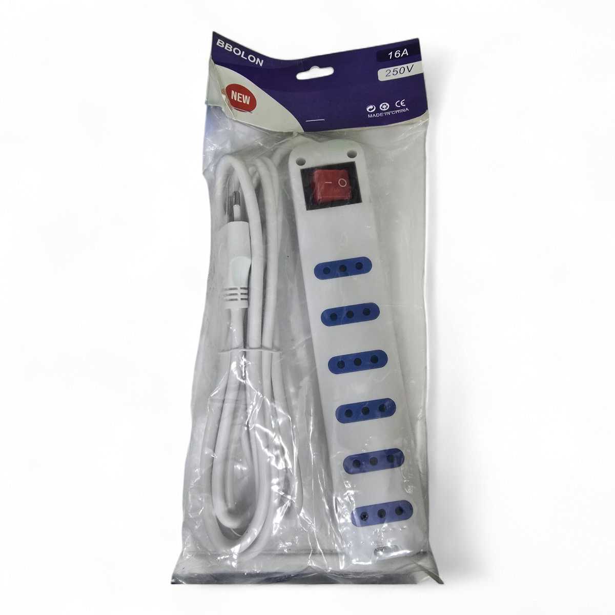 Alargador Electrico 3 Mts 6 Boca Blanca Con Switch