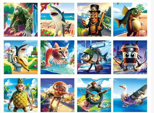 Kit Cuadro De Arte Diamante 5d 20*20cm Brainrot Italiano