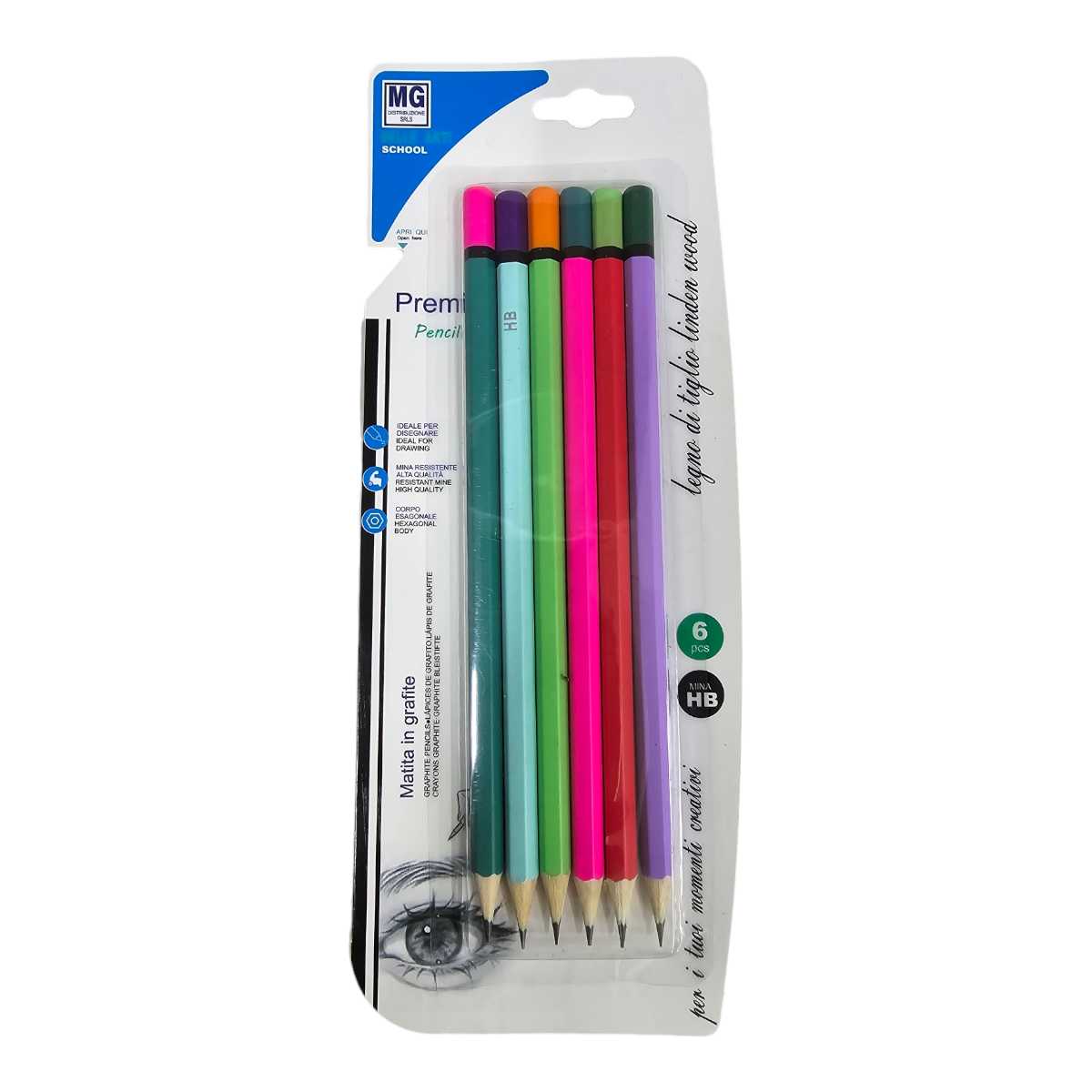 Kit Lápiz 6 Unid Pointer Trazo Grafito Madera De Hb/ 17cm