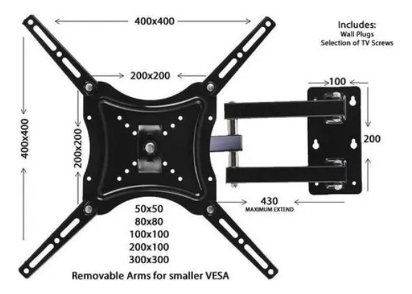 Soporte Tv 117b-2 14 A 55 Pulgadas Peso Max 50kg Color Negro