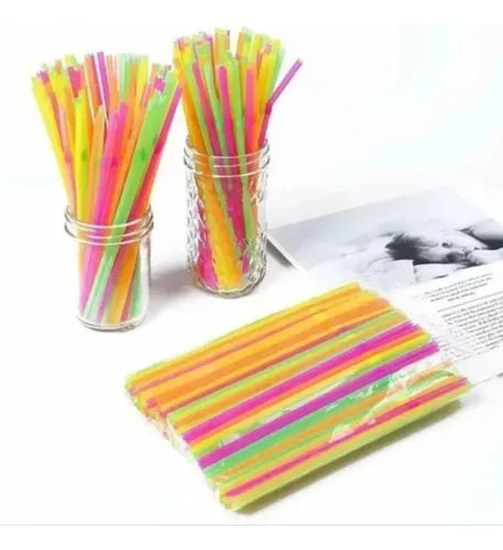 Bombilla Plasticas 100 Unidades Desechable