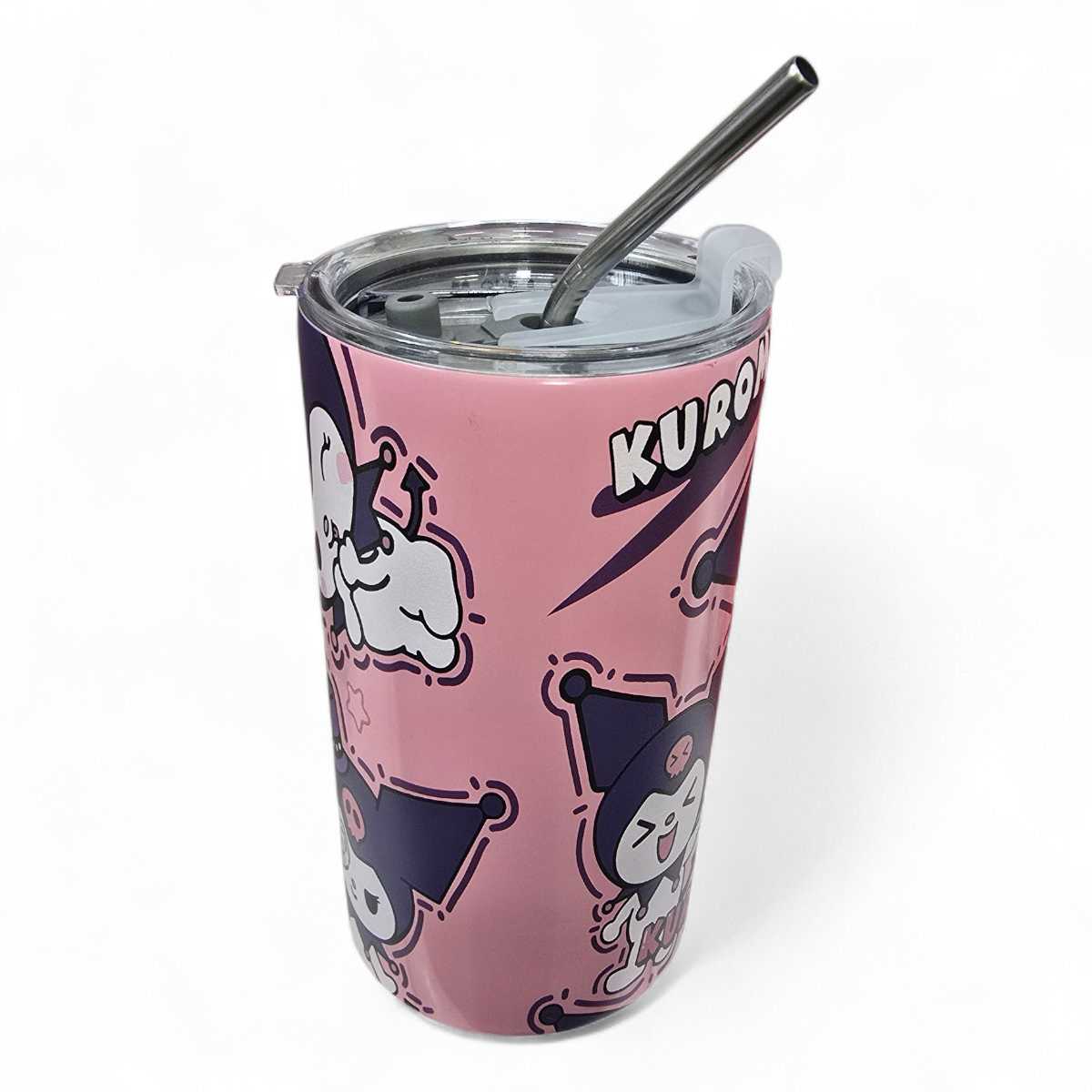 vaso con bombilla de kuromi 650ML