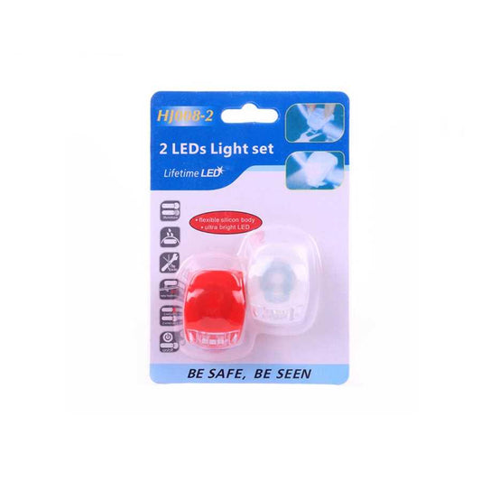 Jgo 2 Luces Led Bicicicleta Silicona / Rojo Y Blanco