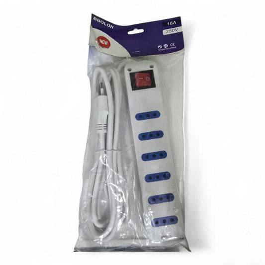 Alargador Electrico 3 Mts 6 Boca Blanca Con Switch