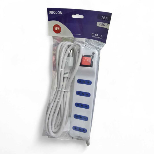Alargador Electrico 3 Mts 5 Boca Blanca Con Switch