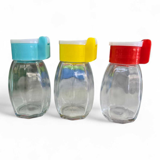 Mini botella de condimento de vidrio