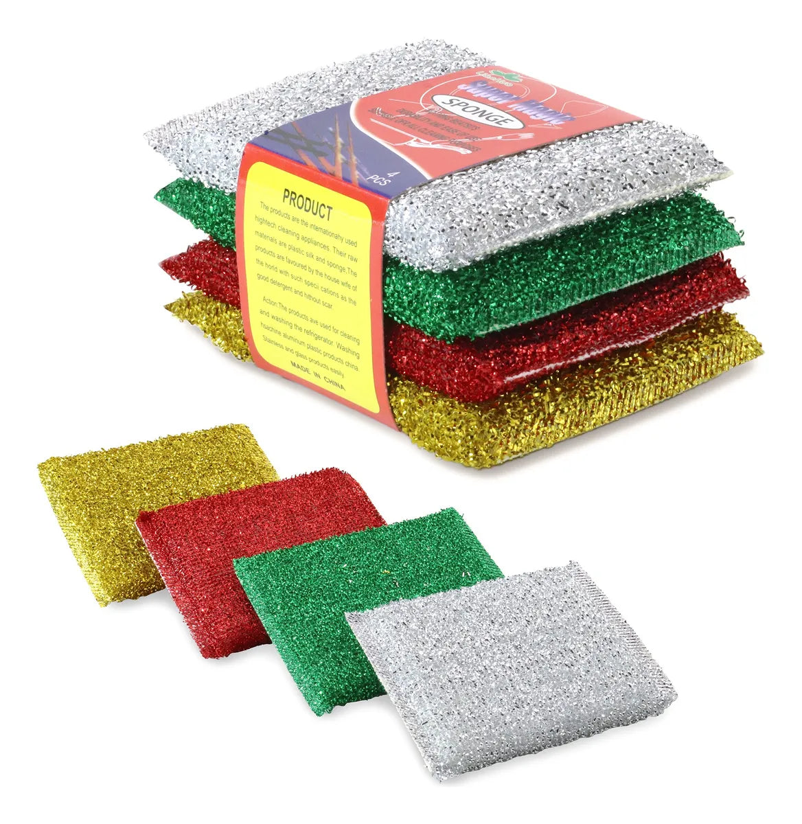 Set 4 Esponjas Metalizada Para Limpieza