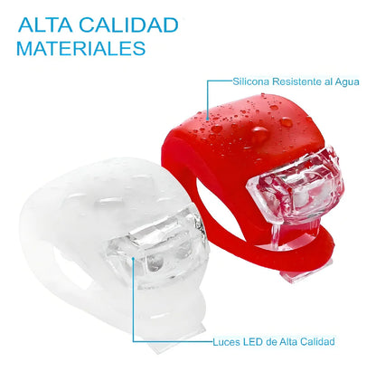 Jgo 2 Luces Led Bicicicleta Silicona / Rojo Y Blanco