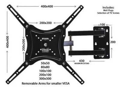 Soporte Tv 117b-2 14 A 55 Pulgadas Peso Max 50kg Color Negro