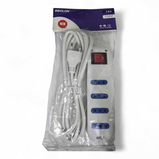 Alargador Electrico 3 Mts 4 Boca Blanca Con Switch