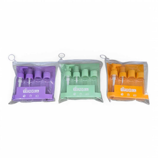Kit De Viaje Portátil Botella De Vacío Dispensador Líquidos 4p